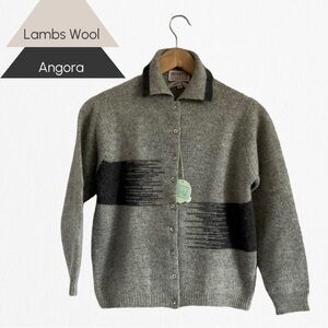 BENNETTE NWT Vintage Children’s Lambs Wool & Angora Grey & Charcoal Card…